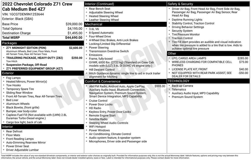 Used 2022 Chevrolet Colorado Z71 w/ Z71 Midnight Edition AWD/4WD image 32