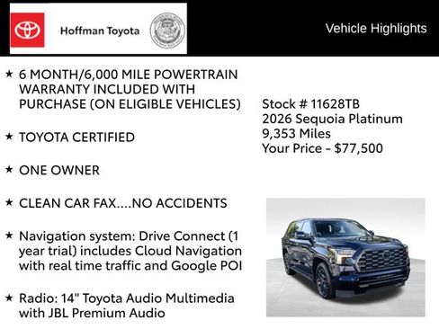 Certified 2026 Toyota Sequoia Platinum AWD/4WD image 8