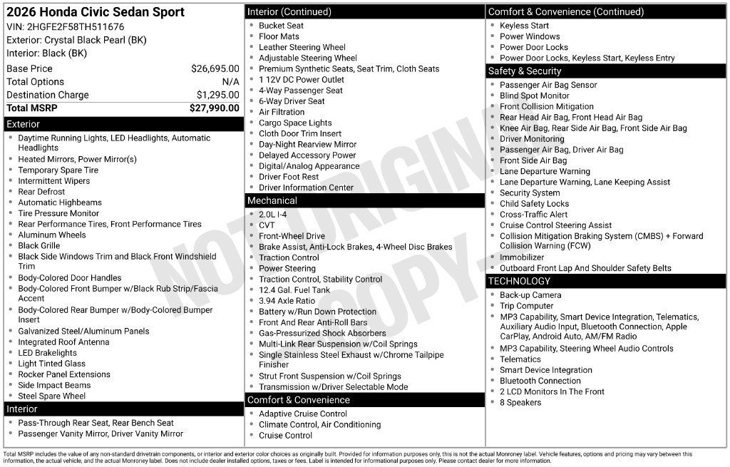 Certified 2026 Honda Civic Sport image 34