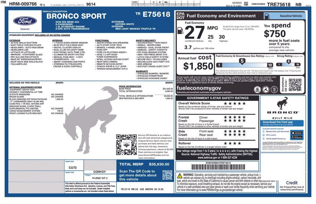 New 2026 Ford Bronco Sport Big Bend AWD/4WD image 47