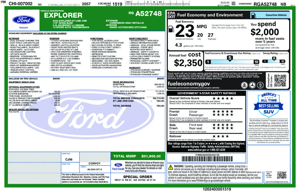 Used 2024 Ford Explorer ST-Line w/ Class IV Trailer Tow Package AWD/4WD image 11