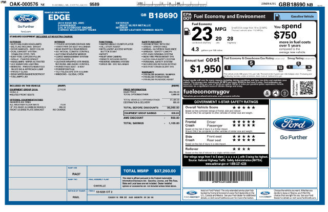 Used 2016 Ford Edge SEL w/ Equipment Group 201A AWD/4WD image 8