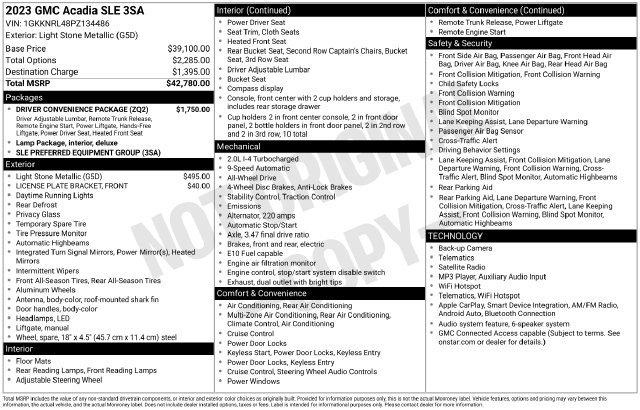 Used 2023 GMC Acadia SLE w/ Driver Convenience Package AWD/4WD image 2