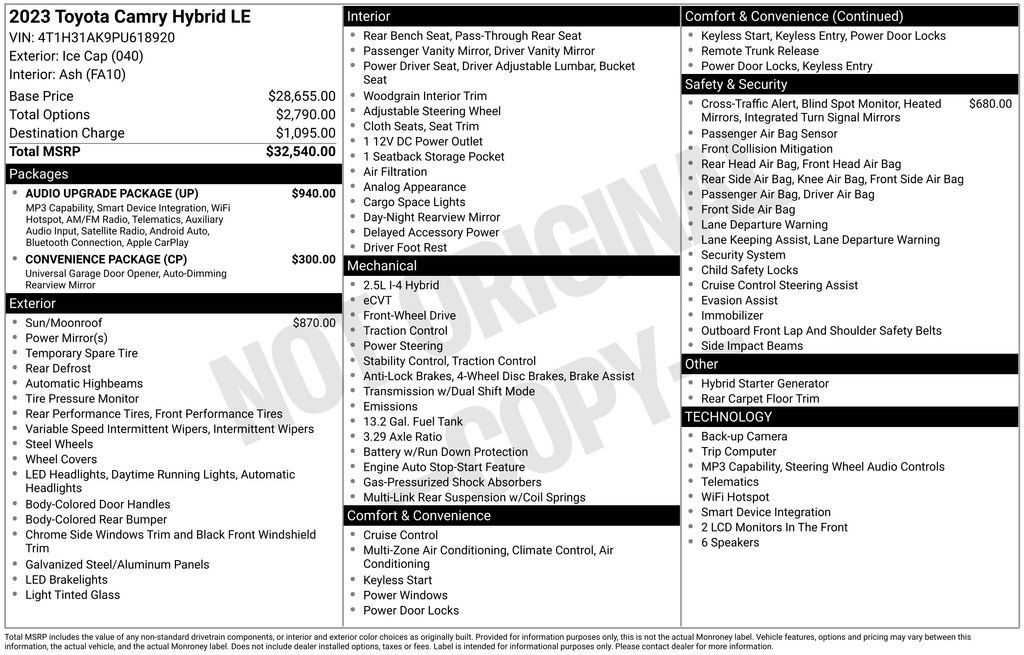 Certified 2023 Toyota Camry LE w/ Audio Upgrade Package FWD image 31