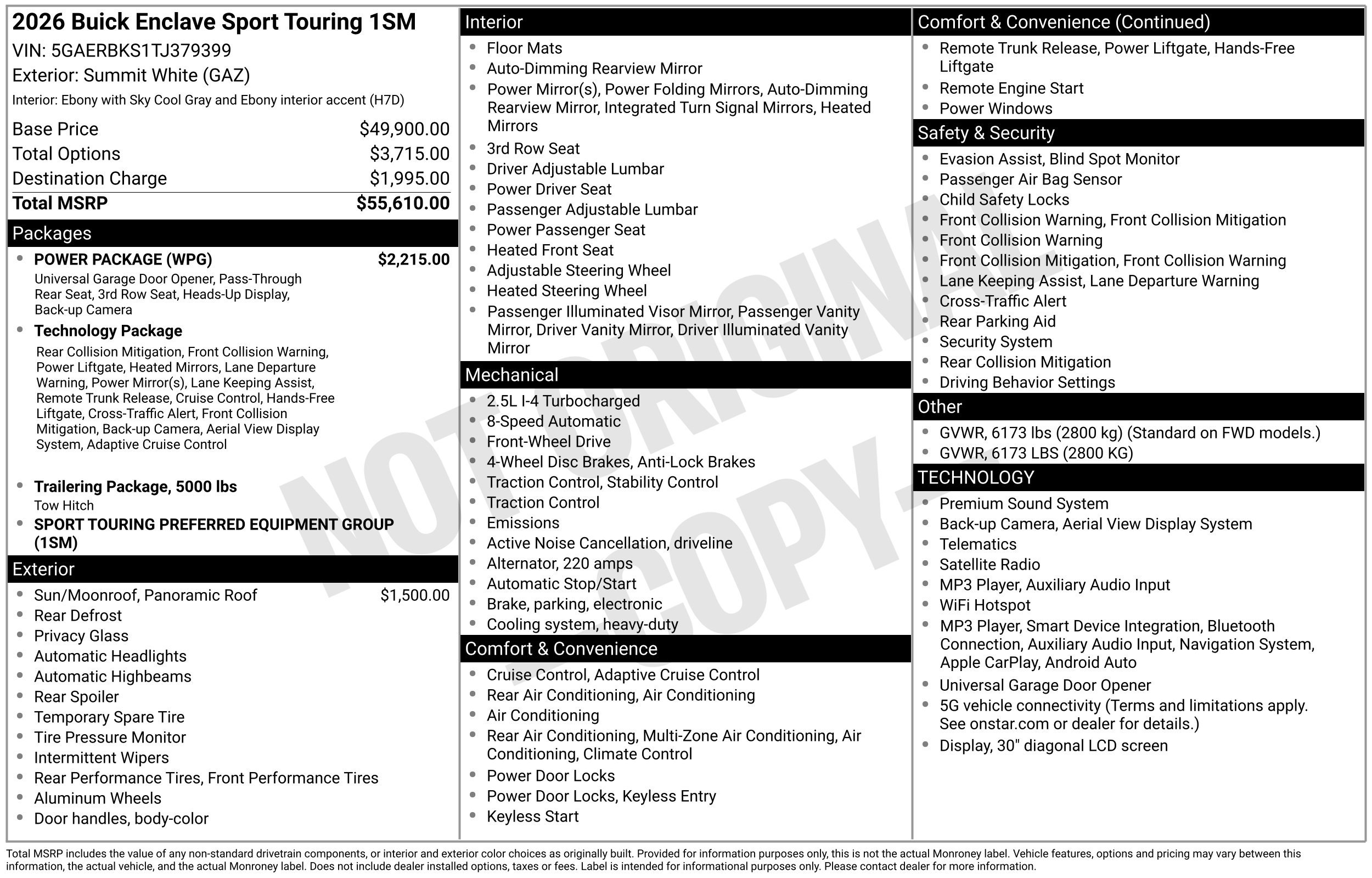 New 2026 Buick Enclave Sport Touring w/ Power Package FWD image 3