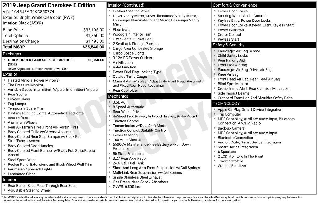 Certified 2019 Jeep Grand Cherokee Laredo RWD image 10