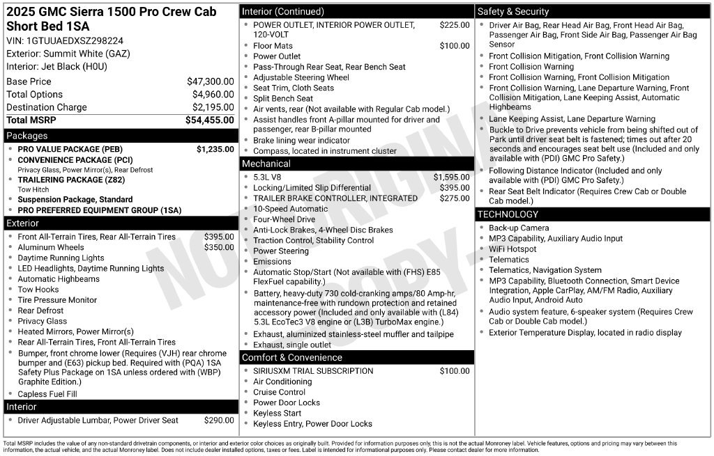 Used 2025 GMC Sierra 1500 Pro w/ Pro Value Package AWD/4WD image 5