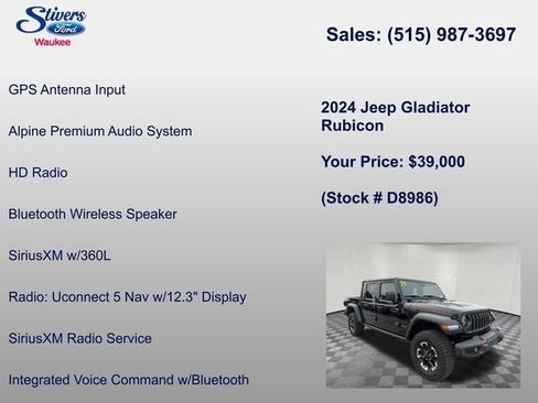 Used 2024 Jeep Gladiator Rubicon w/ Technology Group AWD/4WD image 34