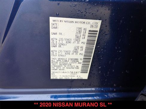 Used 2020 Nissan Murano SL w/ Moonroof Package image 34