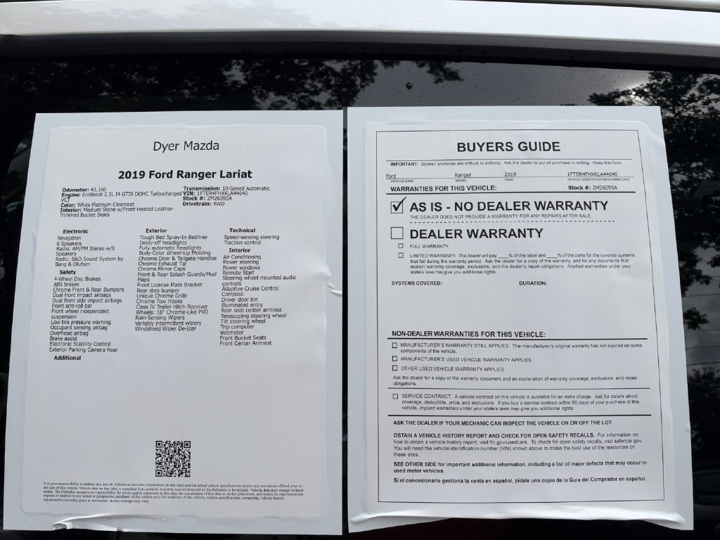Used 2019 Ford Ranger Lariat w/ Equipment Group 501A Mid AWD/4WD image 25