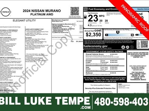 Used 2024 Nissan Murano Platinum w/ Cargo Package image 1