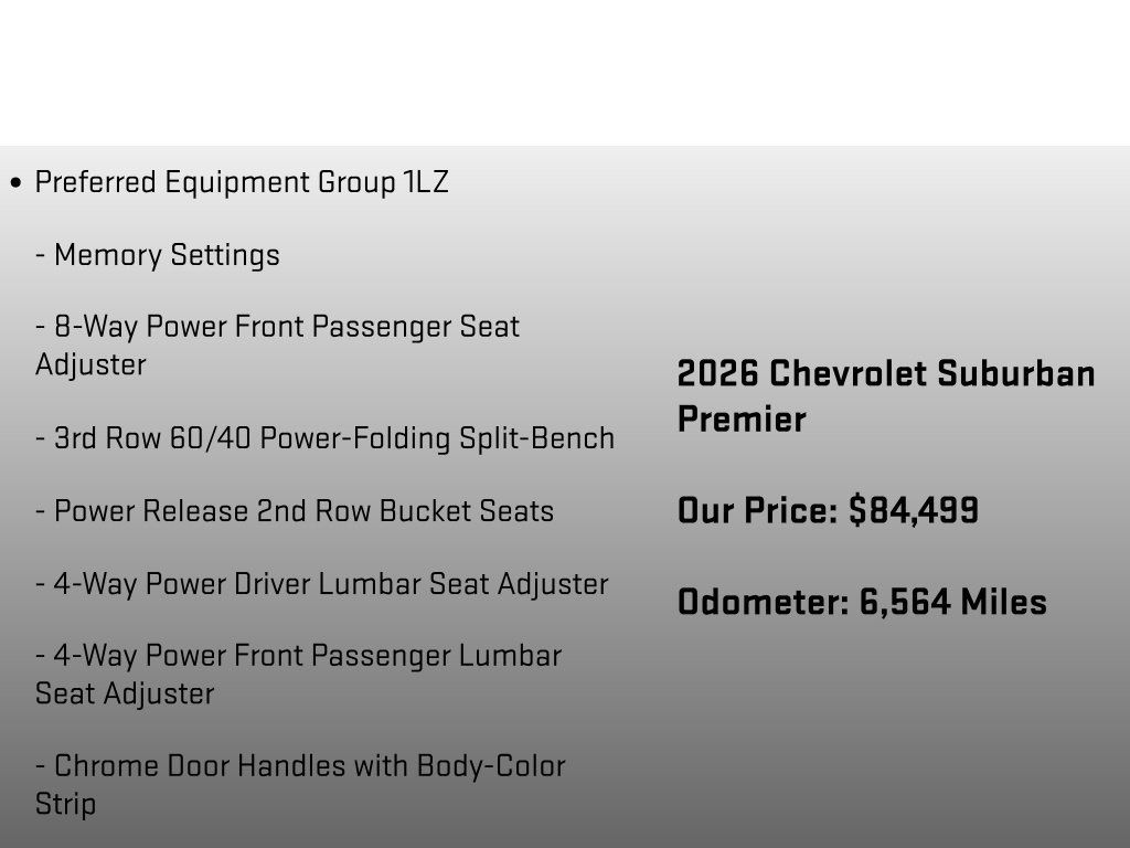 Certified 2026 Chevrolet Suburban Premier w/ Sun And Tow Package AWD/4WD image 6