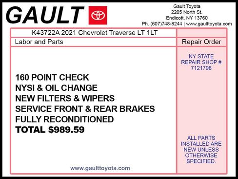 Used 2021 Chevrolet Traverse LT image 2