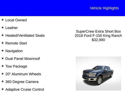 Used 2018 Ford F150 King Ranch w/ Equipment Group 601A Luxury AWD/4WD image 2