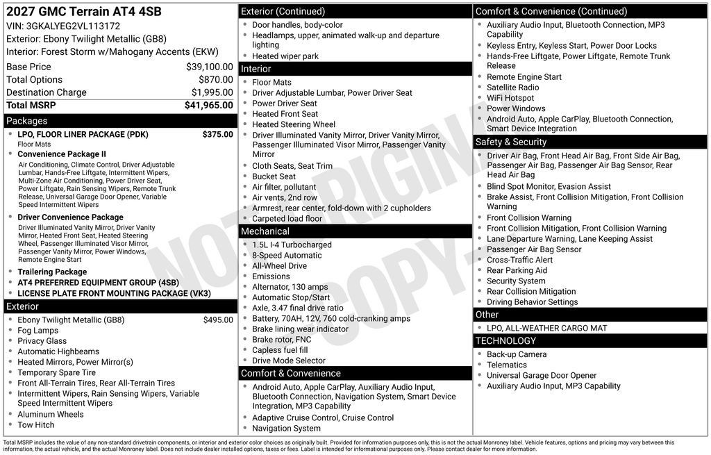 Certified 2027 GMC Terrain AT4 w/ LPO, Floor Liner Package AWD/4WD image 12