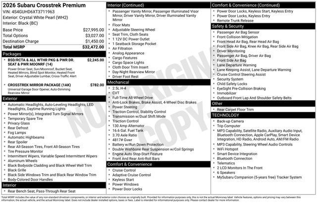 Certified 2026 Subaru Crosstrek 2.5i Premium AWD/4WD image 22