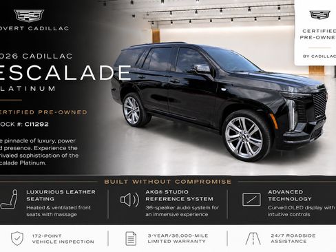 Certified 2026 Cadillac Escalade Platinum Sport w/ LPO, Floor Liner Package AWD/4WD image 1