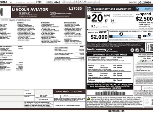 Used 2020 Lincoln Aviator Reserve w/ Equipment Group 202A AWD/4WD image 3