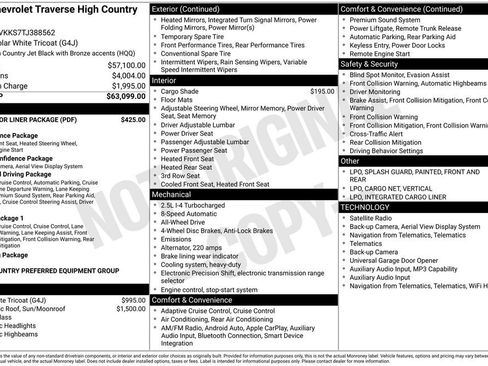 New 2026 Chevrolet Traverse High Country w/ LPO, Floor Liner Package AWD/4WD image 4
