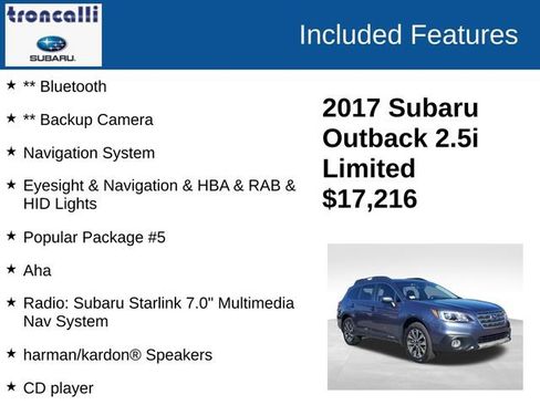 Used 2017 Subaru Outback 2.5i Limited image 3