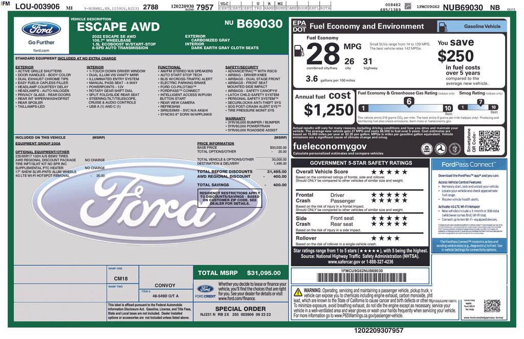 Used 2022 Ford Escape SE AWD/4WD image 2