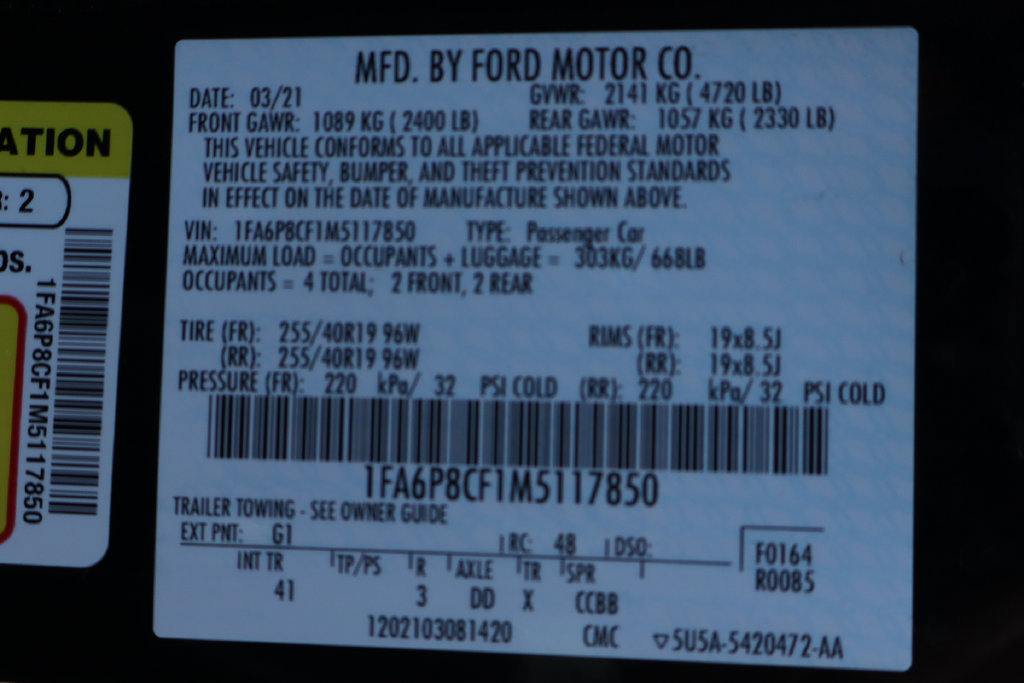 Used 2021 Ford Mustang GT Premium w/ Black Accent Package RWD image 48