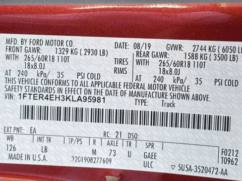 Used 2019 Ford Ranger XLT w/ Equipment Group 302A Luxury RWD image 48