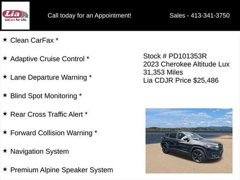 Certified 2023 Jeep Cherokee Altitude Lux w/ Lux Elite Package AWD/4WD image 11
