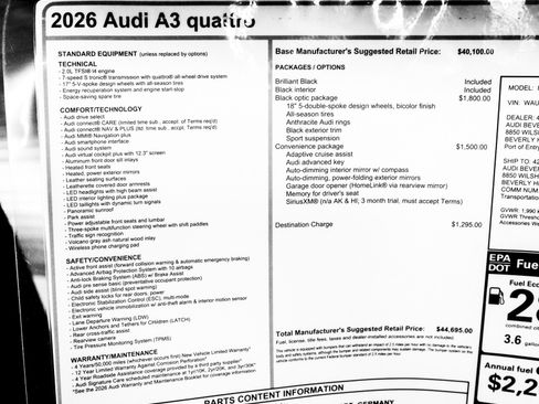 New 2026 Audi A3 2.0T Premium AWD/4WD image 31