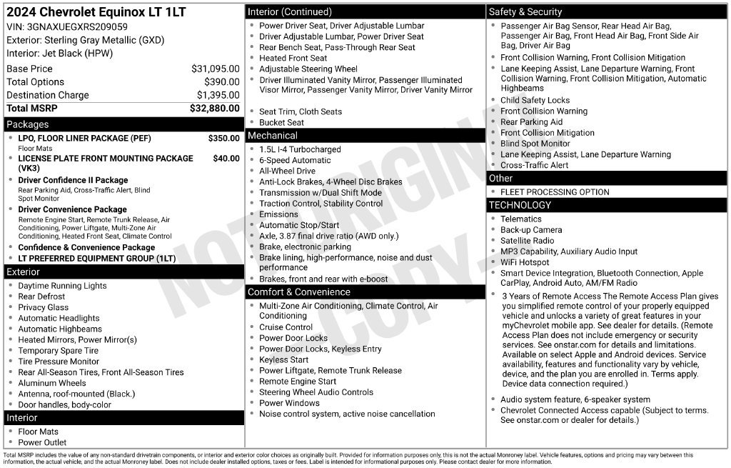 Used 2024 Chevrolet Equinox LT w/ LPO, Floor Liner Package AWD/4WD image 4