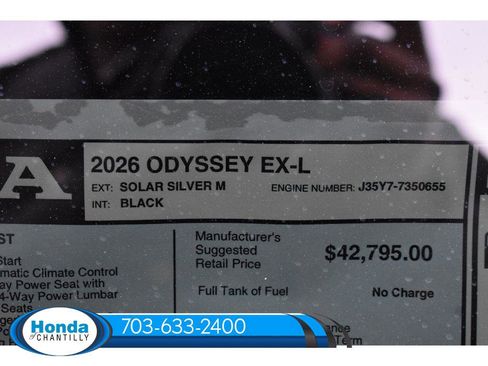 New 2026 Honda Odyssey EX-L image 39