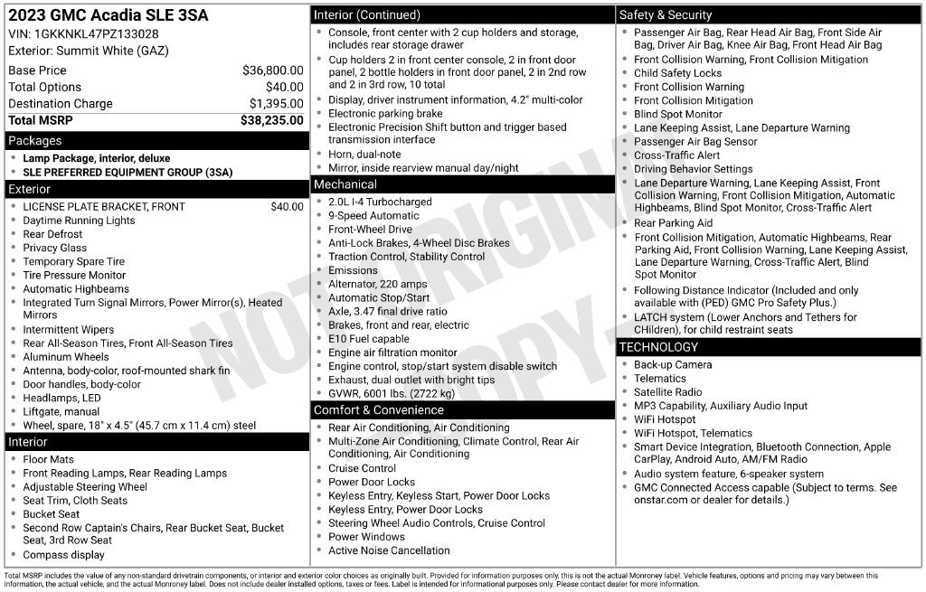 Used 2023 GMC Acadia SLE FWD image 11