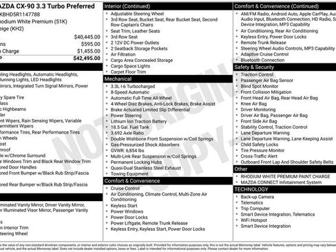 Certified 2024 MAZDA CX-90 3.3 Turbo w/ Preferred Package AWD/4WD image 42