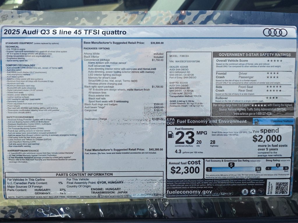 Certified 2025 Audi Q3 2.0T Premium w/ Convenience Package AWD/4WD image 35