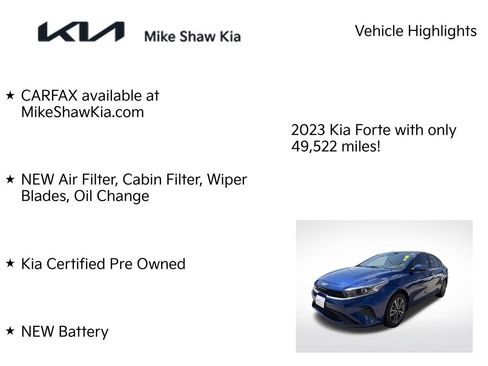 Certified 2023 Kia Forte LXS w/ LXS Technology Package FWD image 6