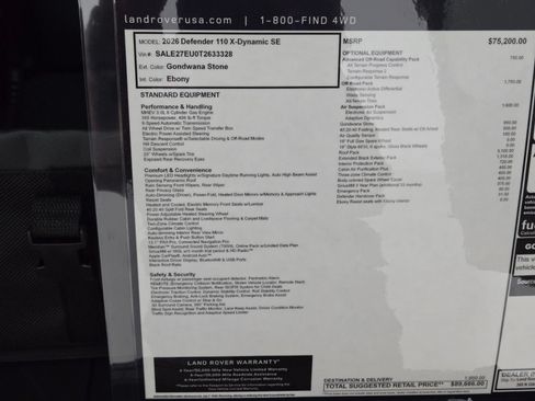 New 2026 Land Rover Defender 110 X-Dynamic SE AWD/4WD image 33