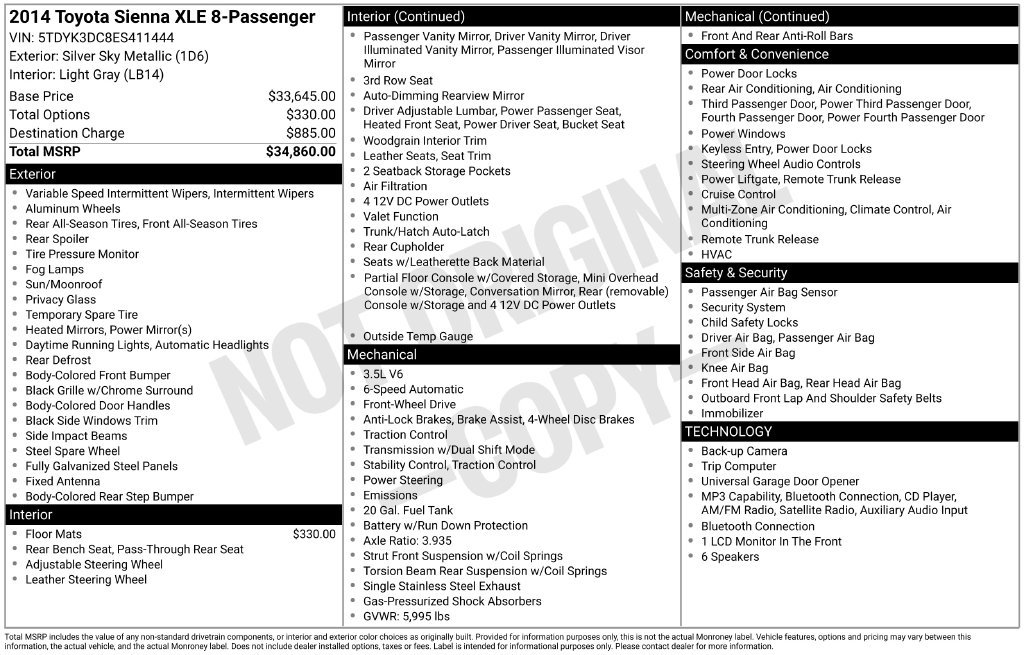 Used 2014 Toyota Sienna XLE FWD image 9
