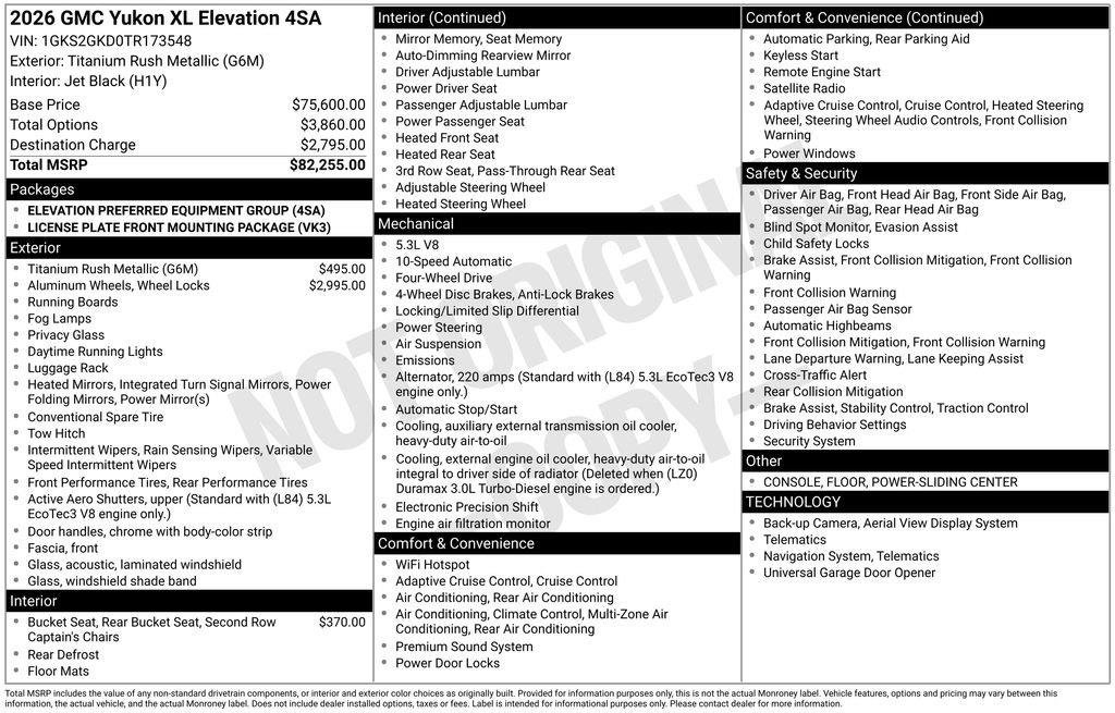 New 2026 GMC Yukon XL Elevation AWD/4WD image 5