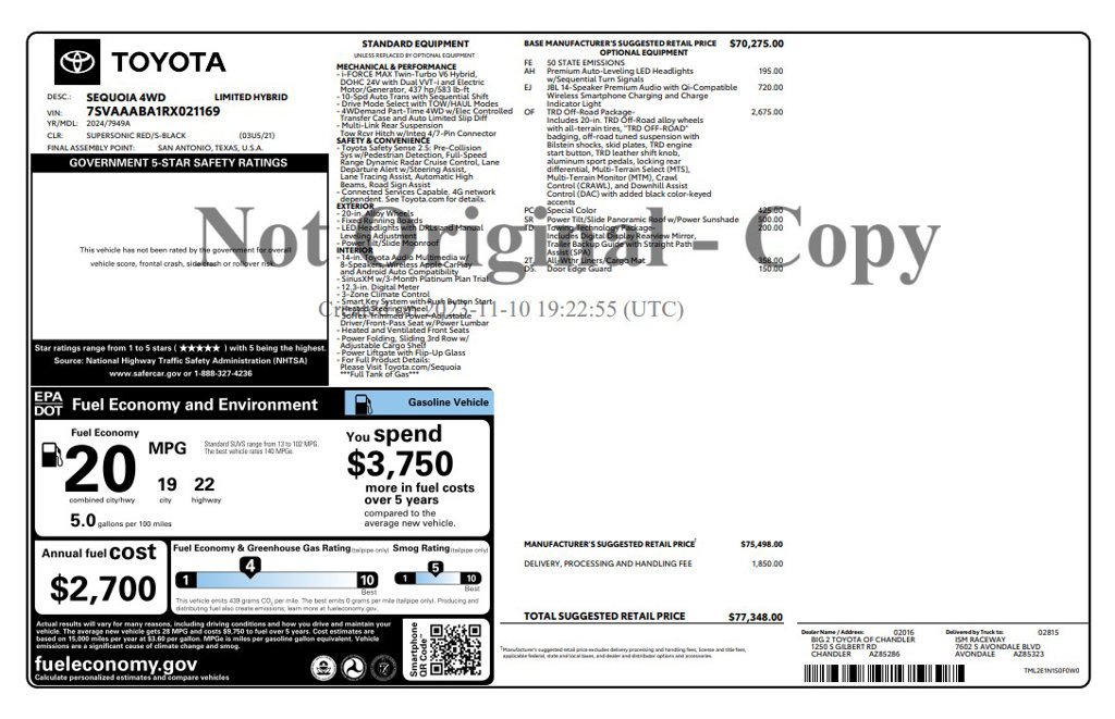 Used 2024 Toyota Sequoia Limited w/ TRD Off-Road Package AWD/4WD image 3