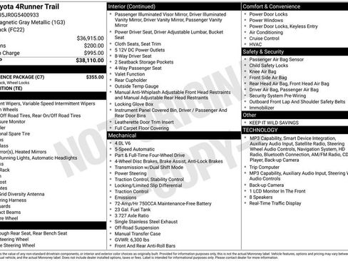 Used 2016 Toyota 4Runner Trail w/ Convenience Package AWD/4WD image 39