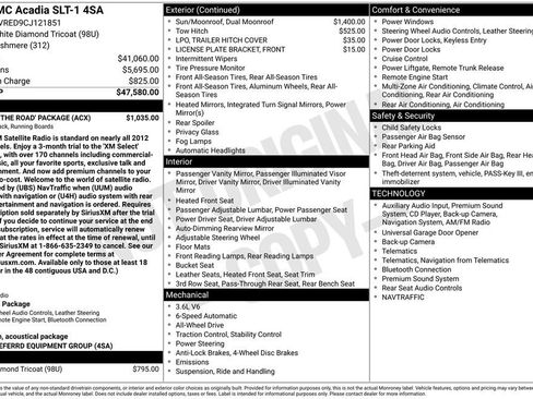 Used 2012 GMC Acadia SLT w/ LPO, 'HIT The Road' Package AWD/4WD image 3