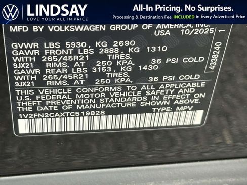 New 2026 Volkswagen Atlas SEL Premium R-Line AWD/4WD image 23