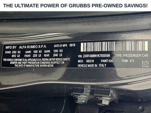 Used 2019 Alfa Romeo Giulia Ti Sport w/ Quick Order Package 22U Sport RWD image 41