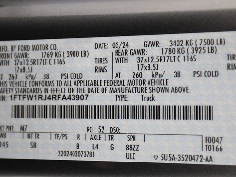 Used 2024 Ford F150 Raptor w/ Equipment Group 803A Raptor R image 61