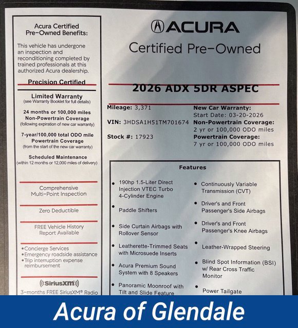 Certified 2026 Acura ADX A-Spec FWD image 2