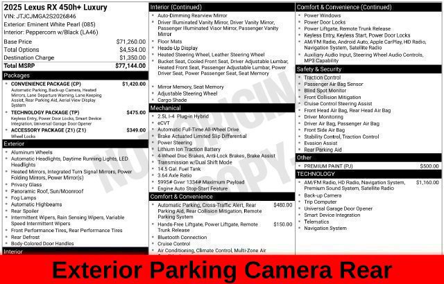 Used 2025 Lexus RX 450h AWD w/ Convenience Package image 57
