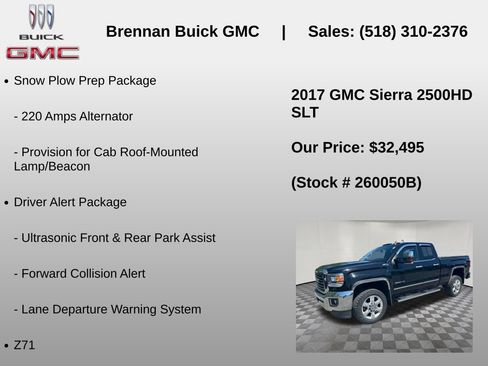 Certified 2017 GMC Sierra 2500 SLT w/ Driver Alert Package AWD/4WD image 6