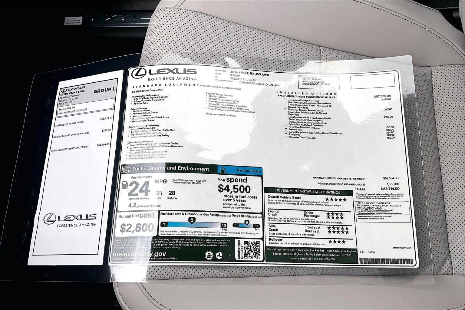 New 2026 Lexus RX 350 F Sport w/ Convenience Package AWD/4WD image 21