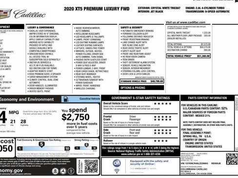 Used 2020 Cadillac XT5 Premium Luxury w/ LPO, Floor Liner Package FWD image 7
