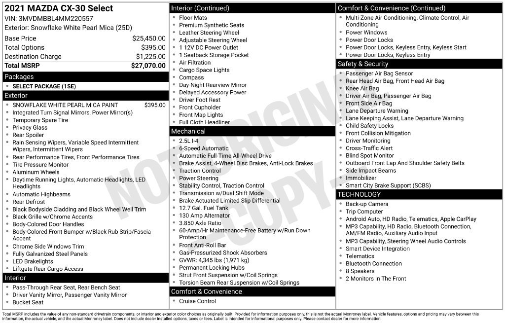 Certified 2021 MAZDA CX-30 AWD 2.5 S w/ Select Package image 11